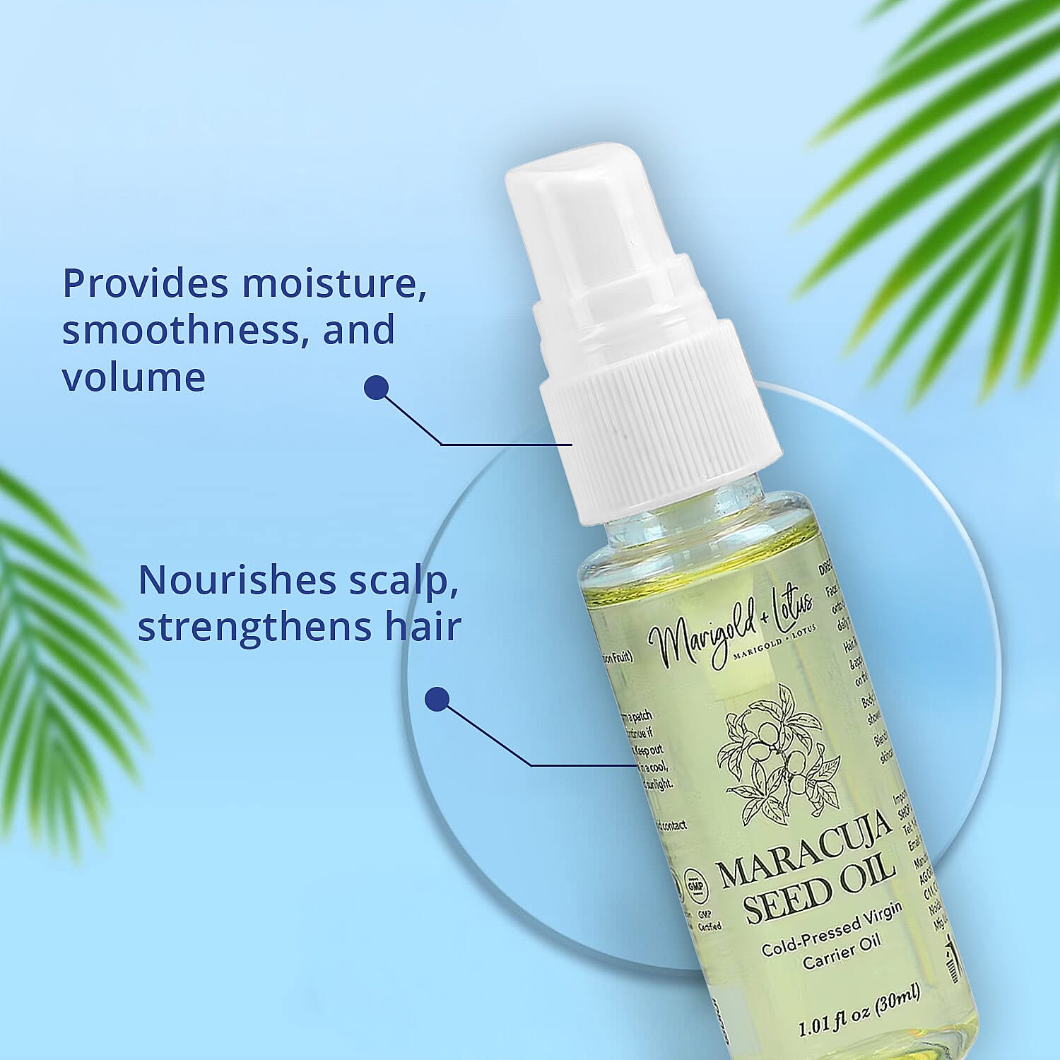 Marigold + Lotus Cold-Pressed Virgin Carrier Maracuja Oil (1.01oz)