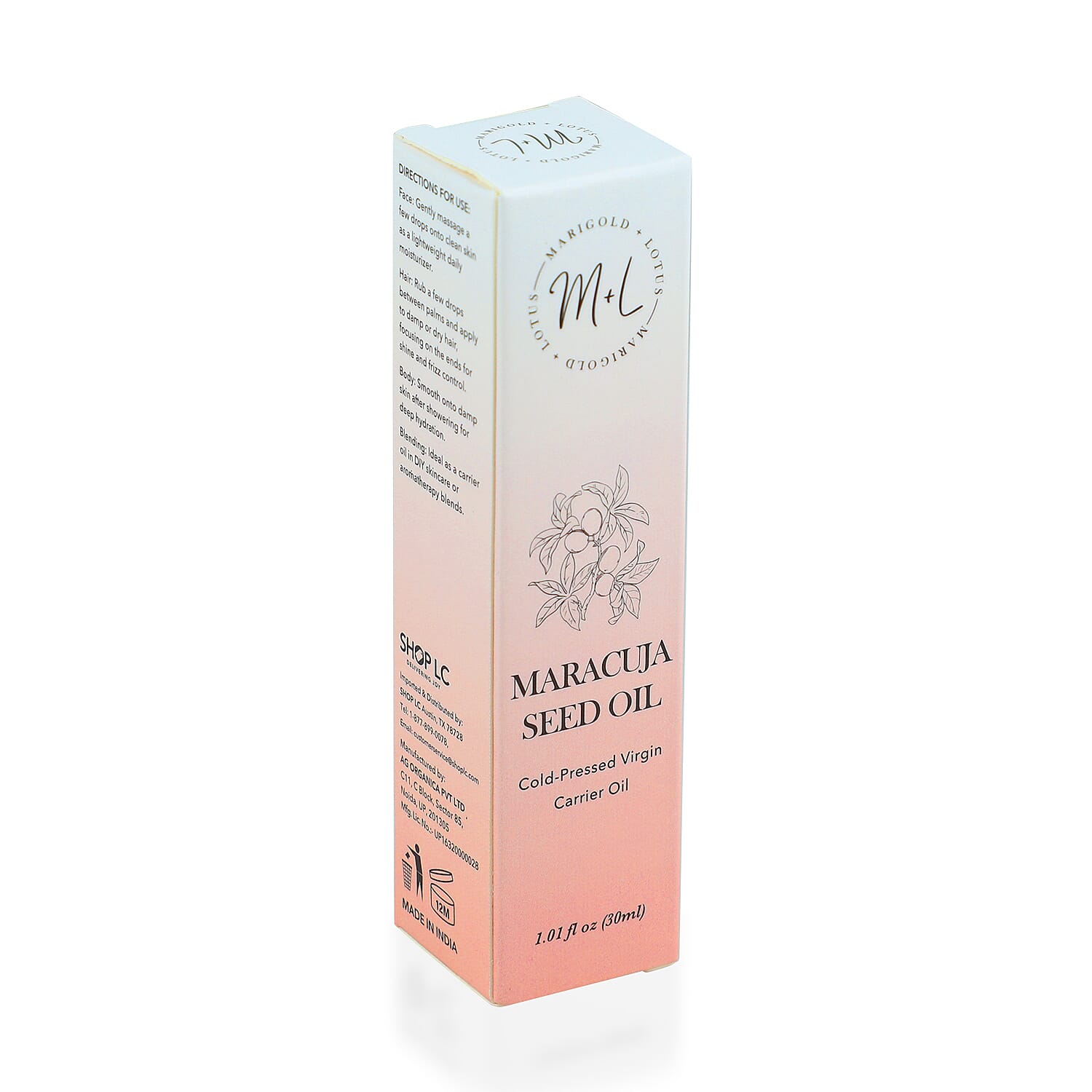 Marigold + Lotus Cold-Pressed Virgin Carrier Maracuja Oil (1.01oz)