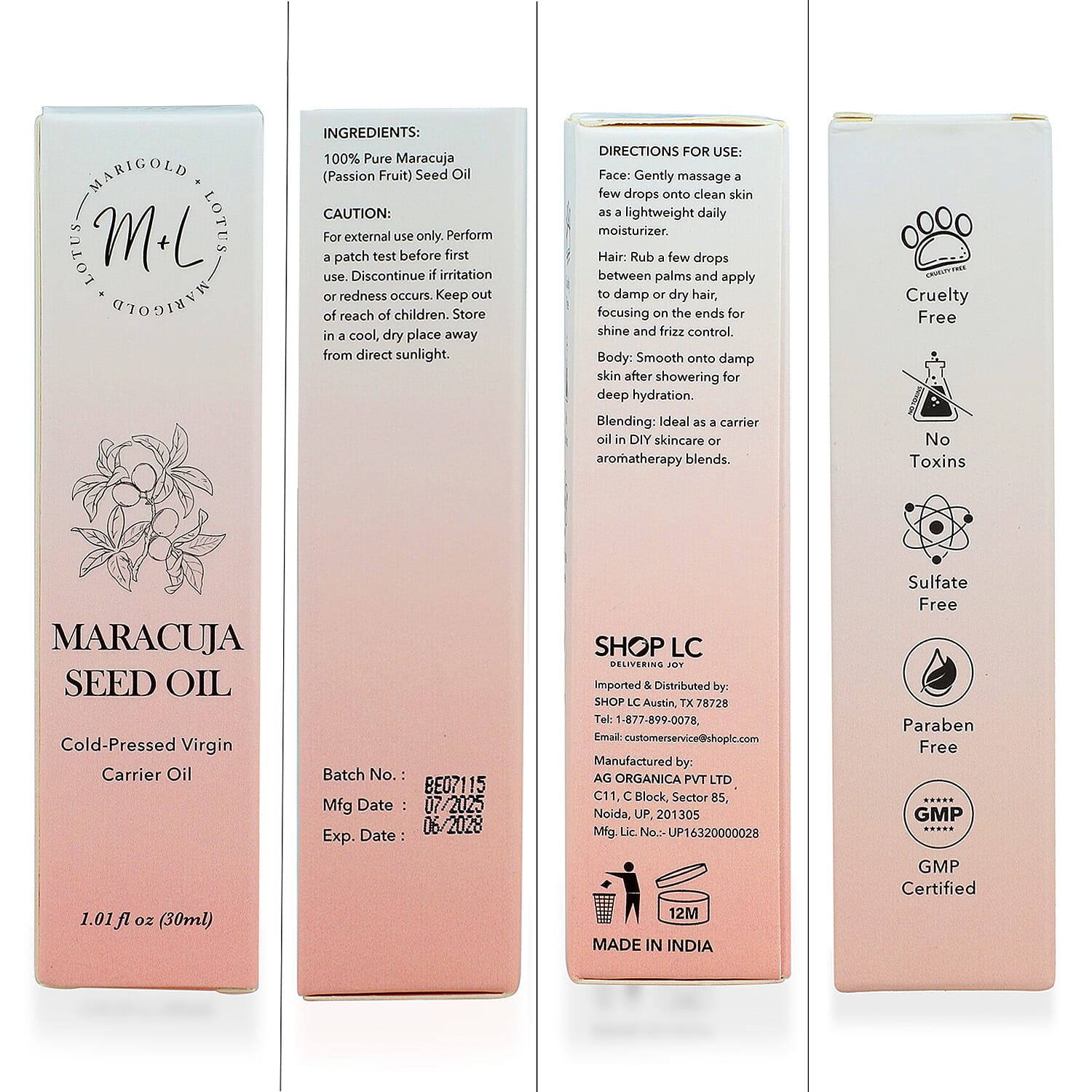 Marigold + Lotus Cold-Pressed Virgin Carrier Maracuja Oil (1.01oz)