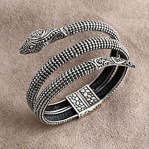 D'Joy Bali Legacy Serpent Bangle Bracelet in Sterling Silver (7.25 In) 41.40 Grams