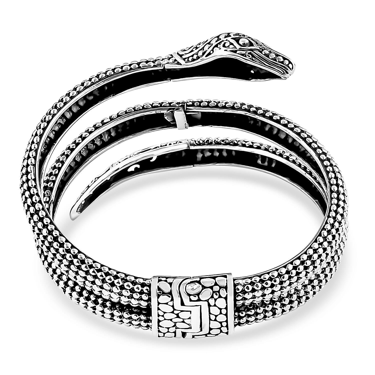 Bali Legacy Snake Bangle Bracelet in Sterling Silver (7.25 In) 41.40 Grams