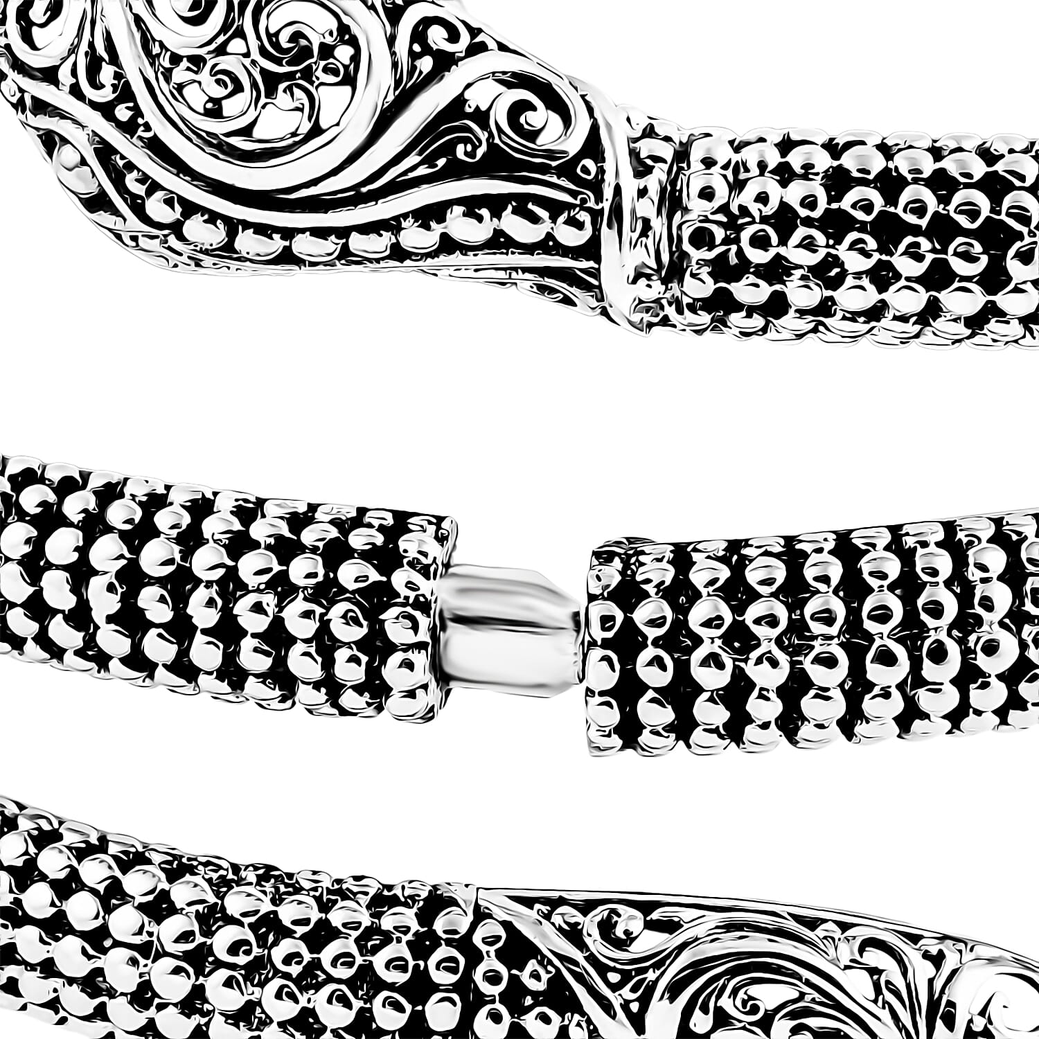 Bali Legacy Snake Bangle Bracelet in Sterling Silver (7.25 In) 41.40 Grams