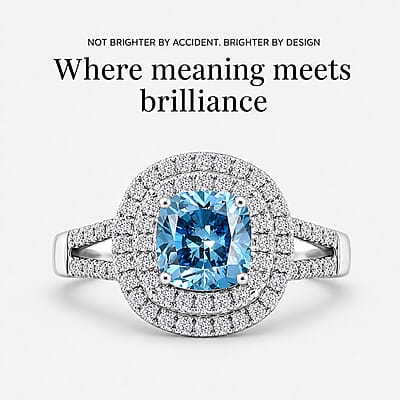 SGL Certified Luxuriant Lab Grown Blue Diamond IR VS and Lab Grown Diamond 2.00 ctw Ring in 950 Platinum (Size 10.0) 5.75 Grams