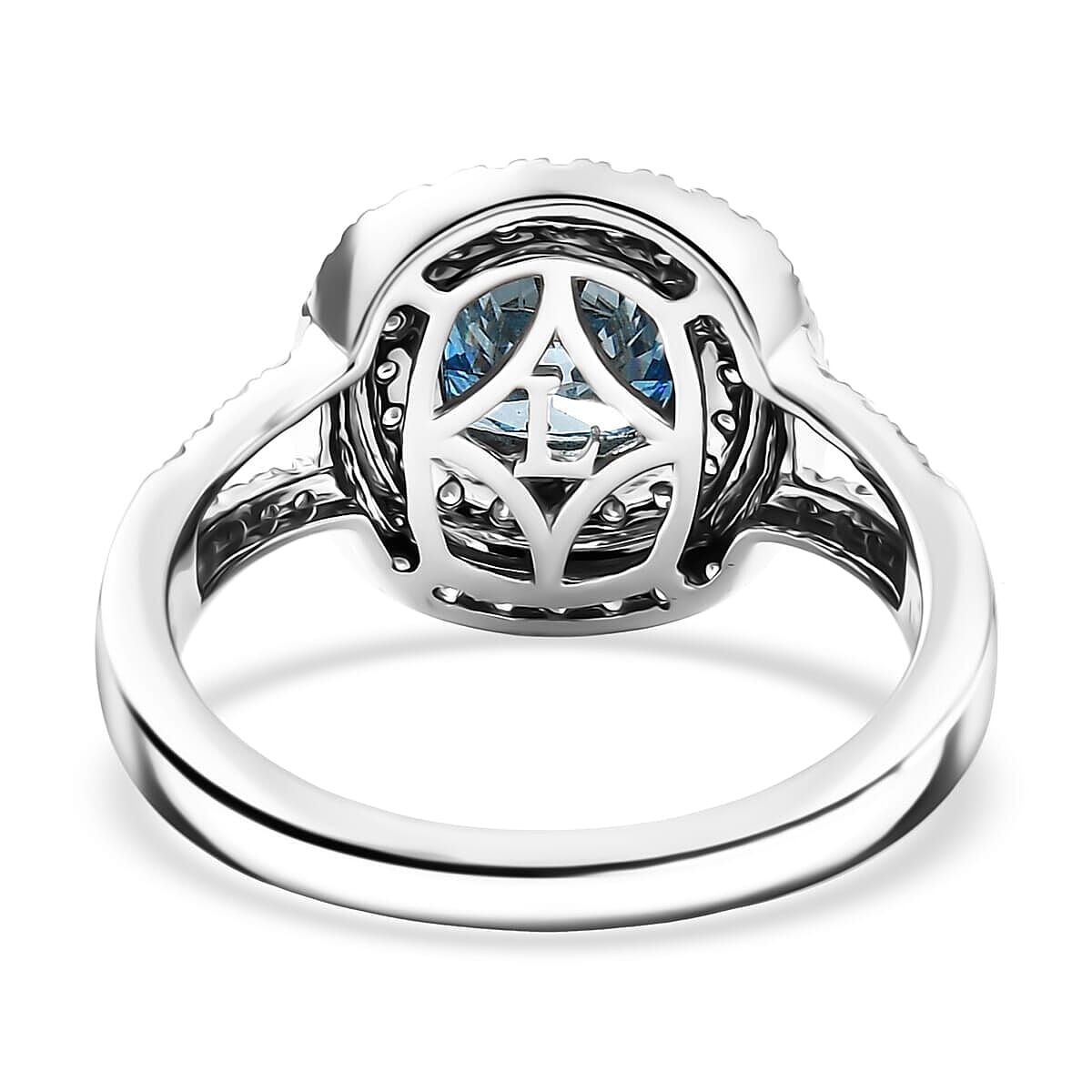 IGI Certified Luxuriant Lab Grown Blue Diamond IR VS and Lab Grown Diamond 2.00 ctw Ring in 950 Platinum (Size 10.0) 5.75 Grams image number 5