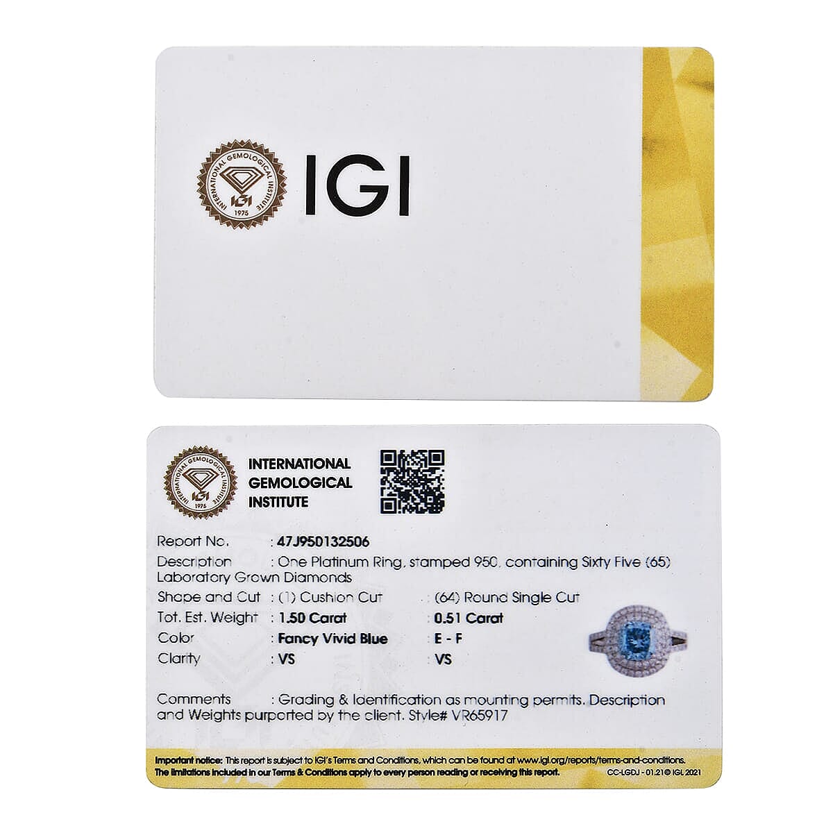 IGI Certified Luxuriant Lab Grown Blue Diamond IR VS and Lab Grown Diamond 2.00 ctw Ring in 950 Platinum (Size 10.0) 5.75 Grams image number 8