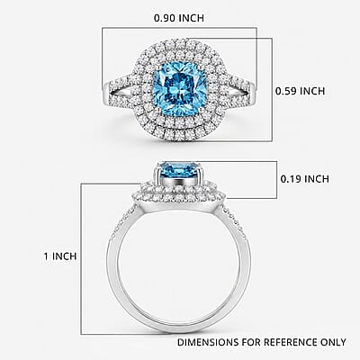 SGL Certified Luxuriant Lab Grown Blue Diamond IR VS and Lab Grown Diamond 2.00 ctw Ring in 950 Platinum (Size 10.0) 5.75 Grams