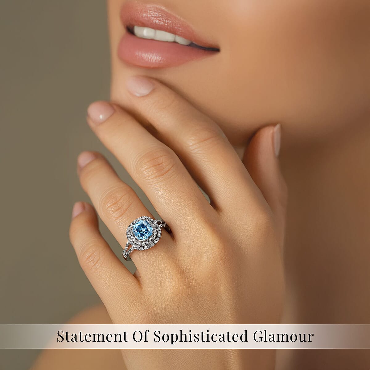 IGI Certified Luxuriant Lab Grown Blue Diamond IR VS and Lab Grown Diamond 2.00 ctw Ring in 950 Platinum (Size 6.0) 5.75 Grams image number 1