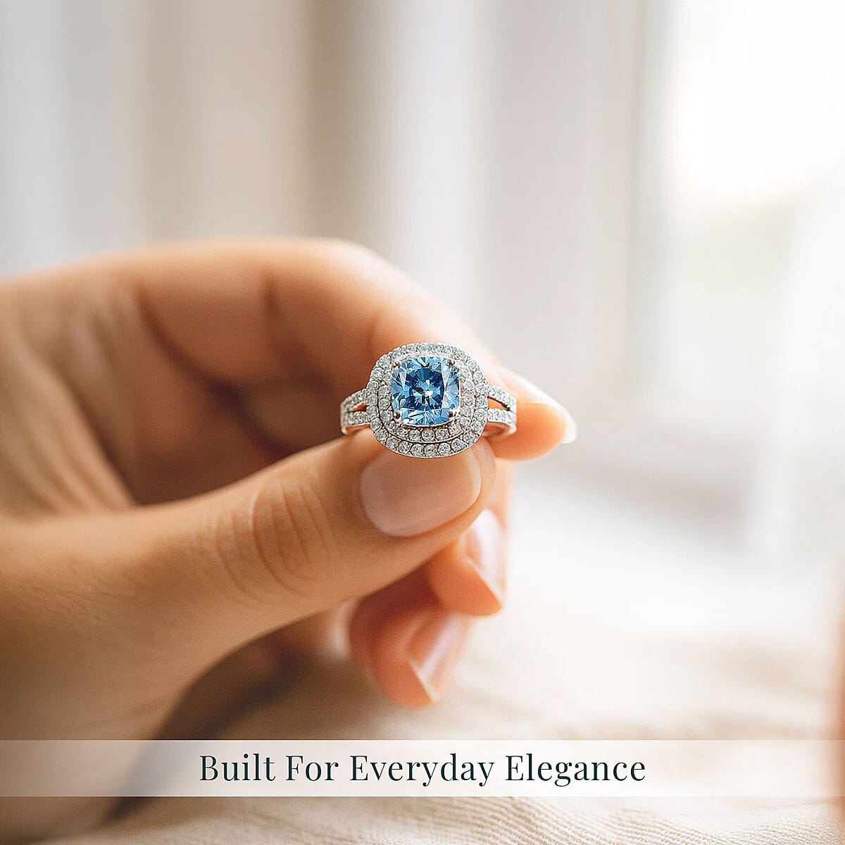 IGI Certified Luxuriant Lab Grown Blue Diamond IR VS and Lab Grown Diamond 2.00 ctw Ring in 950 Platinum (Size 6.0) 5.75 Grams image number 6