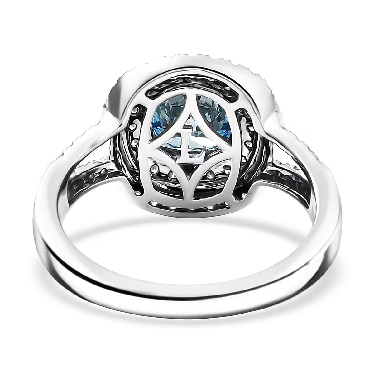 IGI Certified Luxuriant Lab Grown Blue Diamond IR VS and Lab Grown Diamond 2.00 ctw Ring in 950 Platinum (Size 6.0) 5.75 Grams image number 8