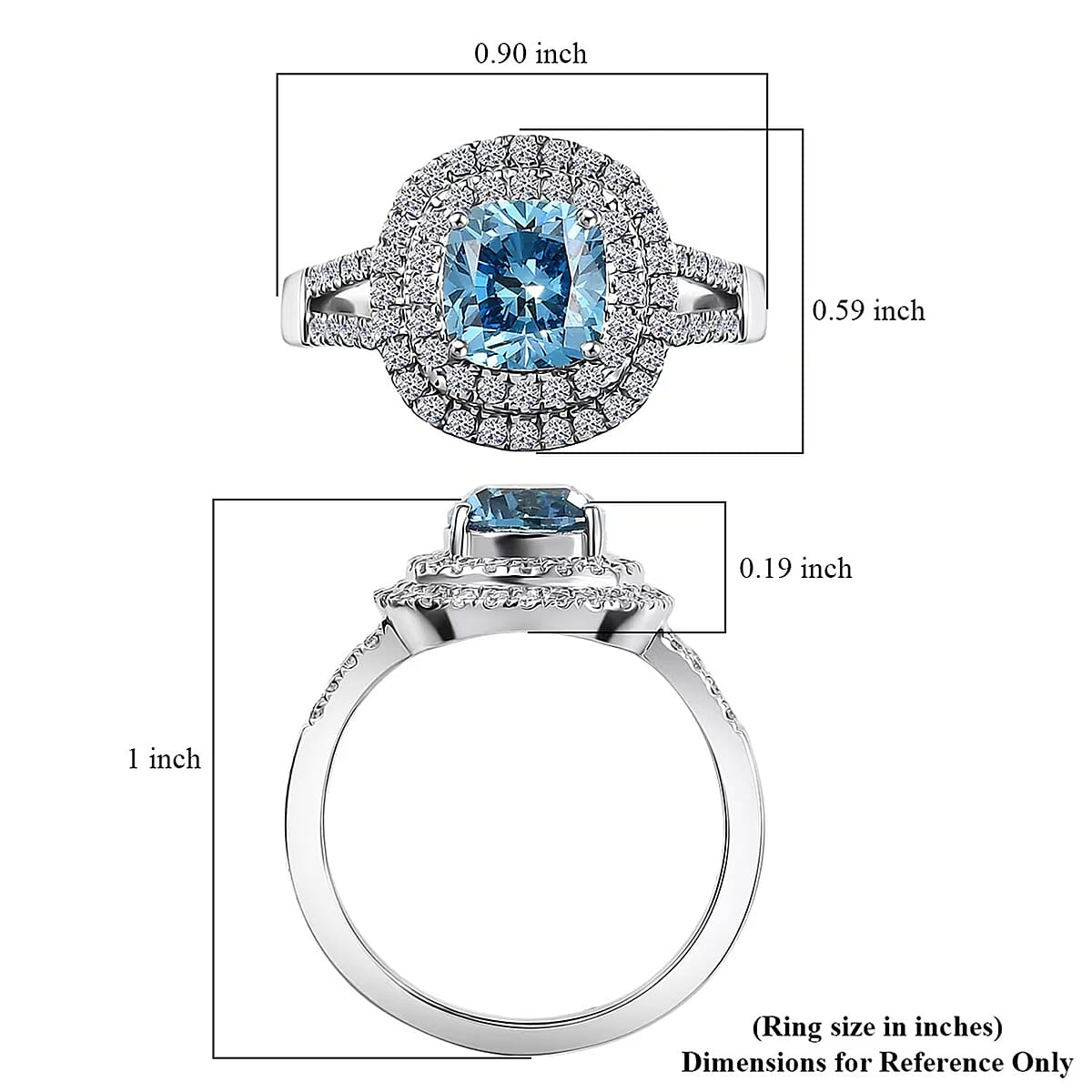 IGI Certified Luxuriant Lab Grown Blue Diamond IR VS and Lab Grown Diamond 2.00 ctw Ring in 950 Platinum (Size 8.0) 5.75 Grams image number 7