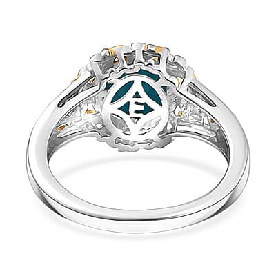 EverTrue Sleeping Beauty Turquoise 1.80 ctw Regal Oasis Ring in 18K YG Plated and Platinum Bond (Size 10.0)
