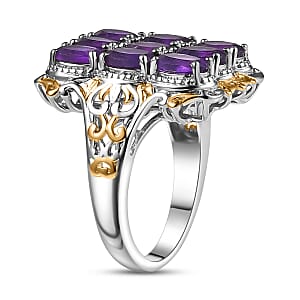 EverTrue African Amethyst Cluster Ring in 18K YG Plated and Platinum Bond 3.70 ctw (Size 7.0)