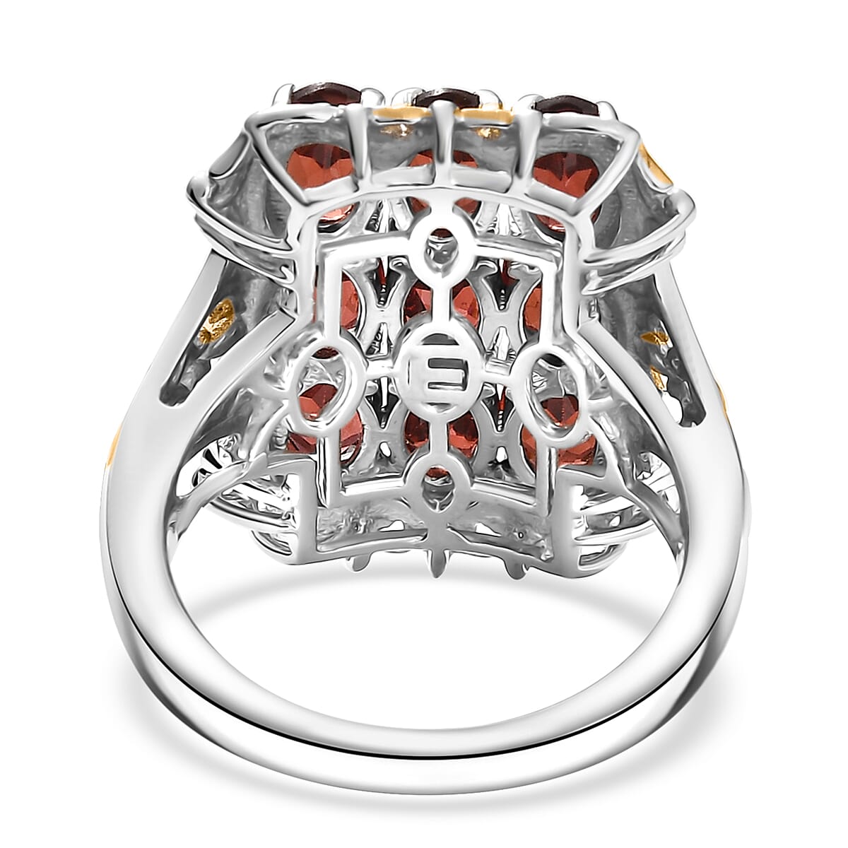 EverTrue Mozambique Garnet 4.25 ctw Ring in 18K YG Plated and Platinum Bond (Size 10.0) image number 4