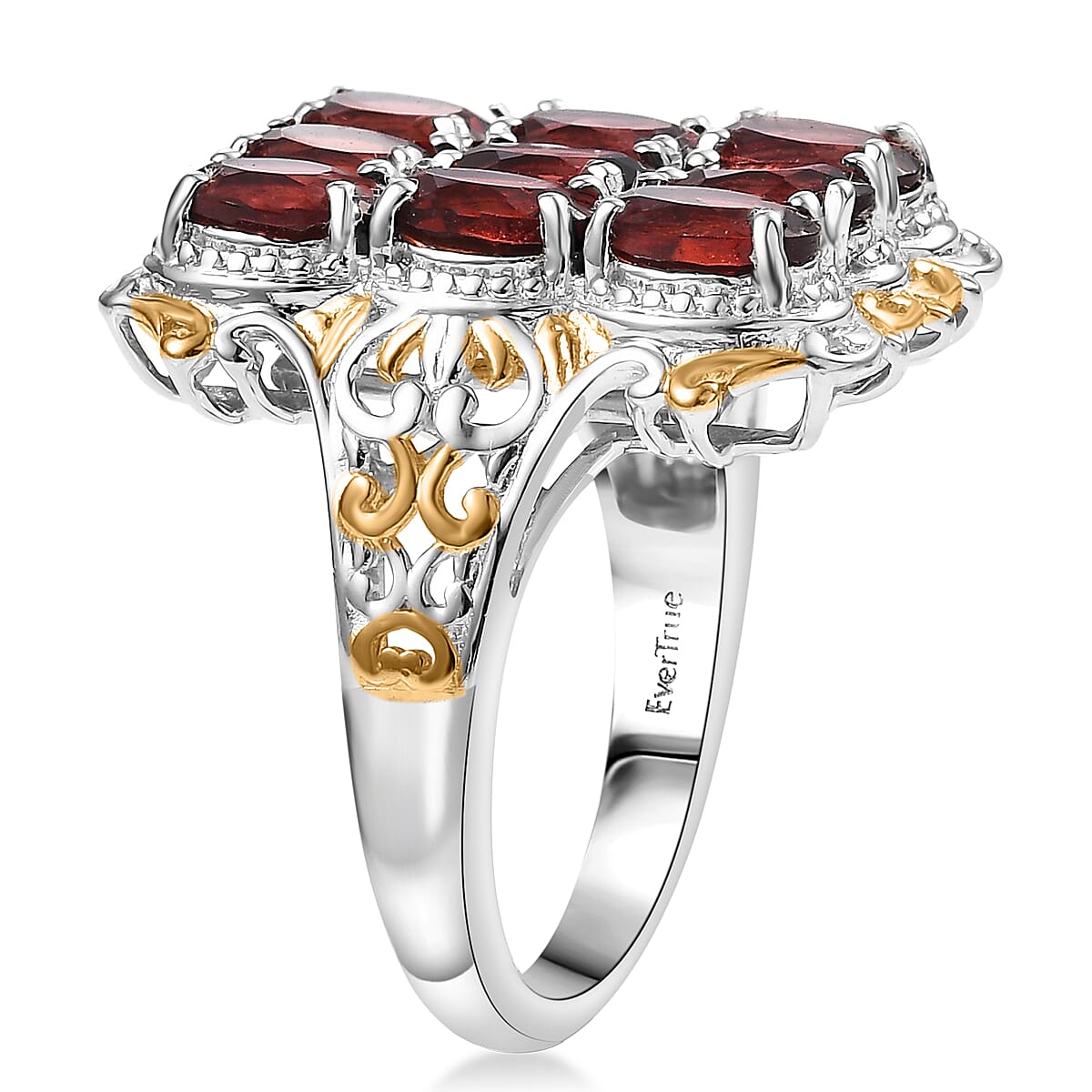 EverTrue Mozambique Garnet 4.25 ctw Ring in 18K YG Plated and Platinum Bond (Size 8.0) image number 3