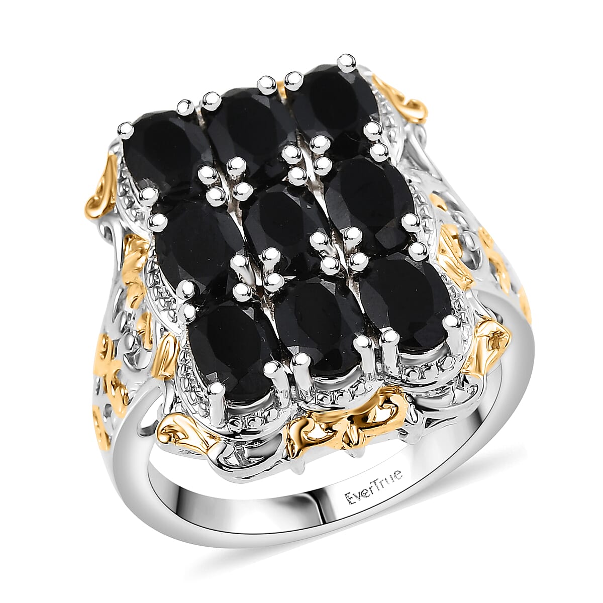 EverTrue Thai Black Spinel 5.10 ctw Ring in 18K YG Plated and Platinum Bond (Size 10.0) image number 0
