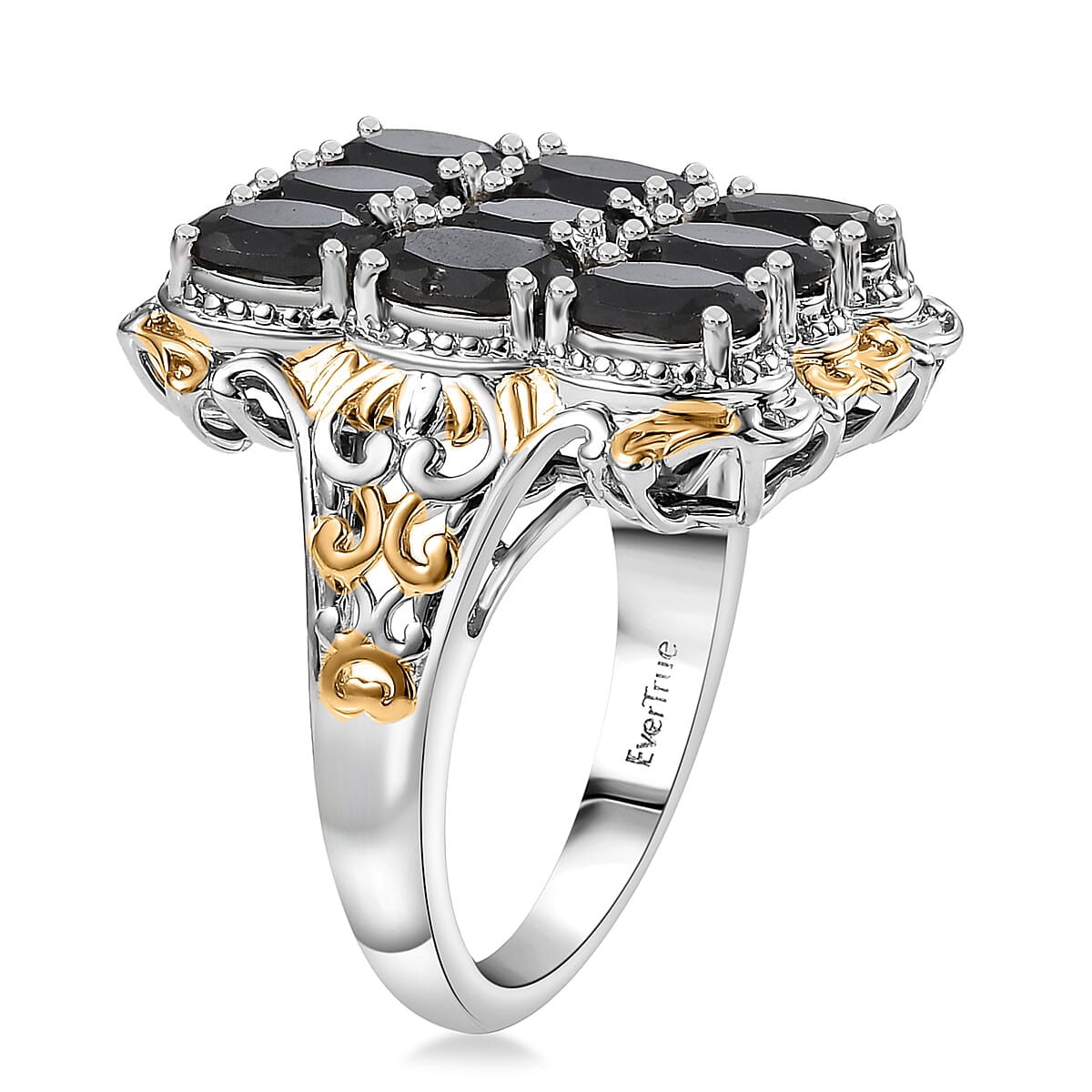 EverTrue Thai Black Spinel 5.10 ctw Ring in 18K YG Plated and Platinum Bond (Size 6.0) image number 3