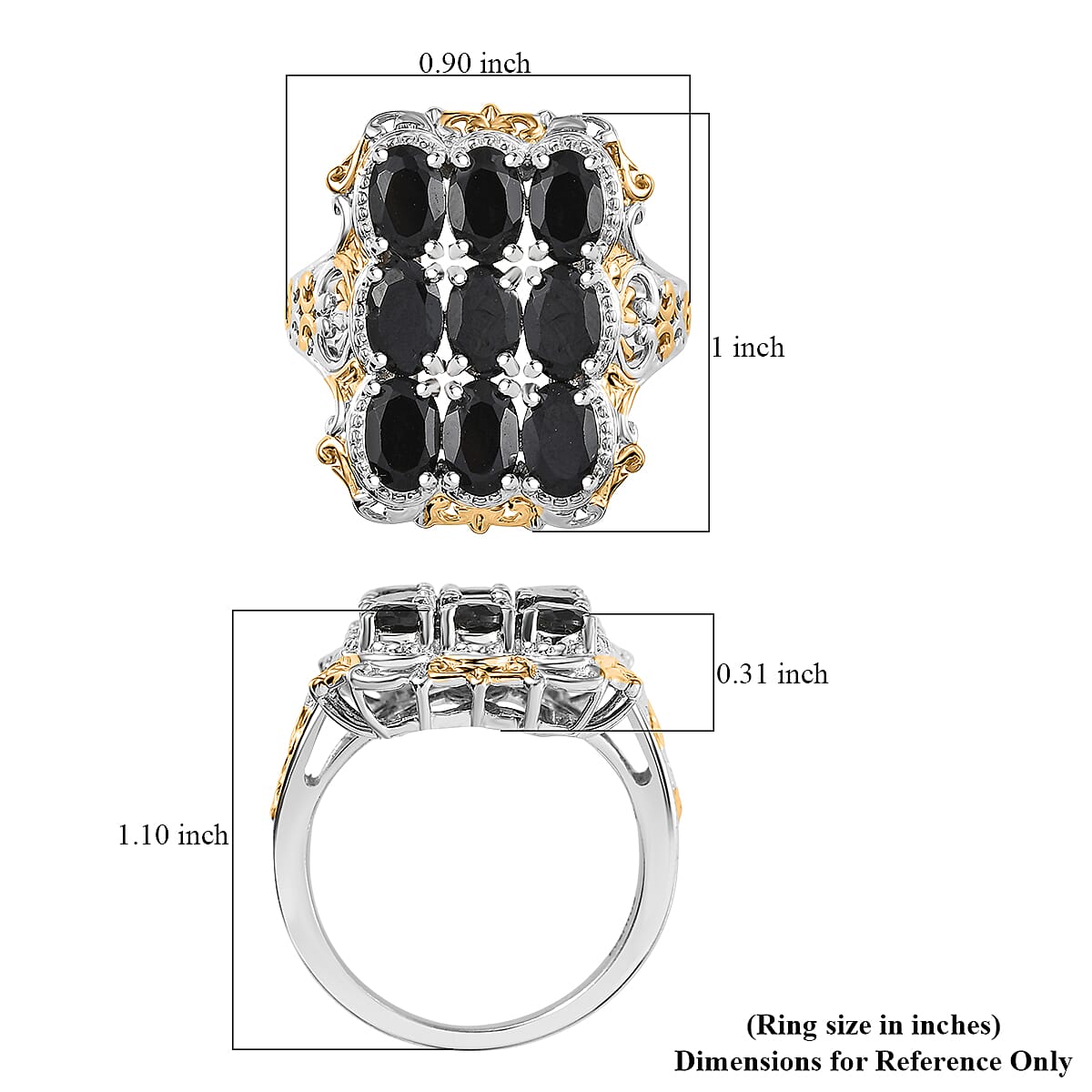 EverTrue Thai Black Spinel 5.10 ctw Ring in 18K YG Plated and Platinum Bond (Size 6.0) image number 5
