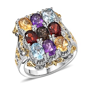 EverTrue Multi Gemstone Cluster Ring in 18K YG Plated and Platinum Bond 3.70 ctw (Size 10.0)