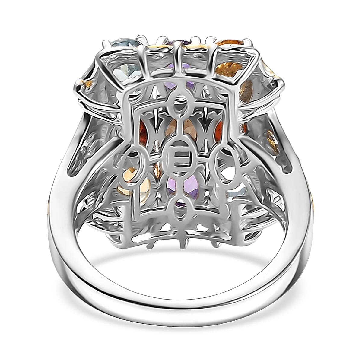 EverTrue Multi Gemstone Cluster Ring in 18K YG Plated and Platinum Bond 3.70 ctw (Size 10.0) image number 4