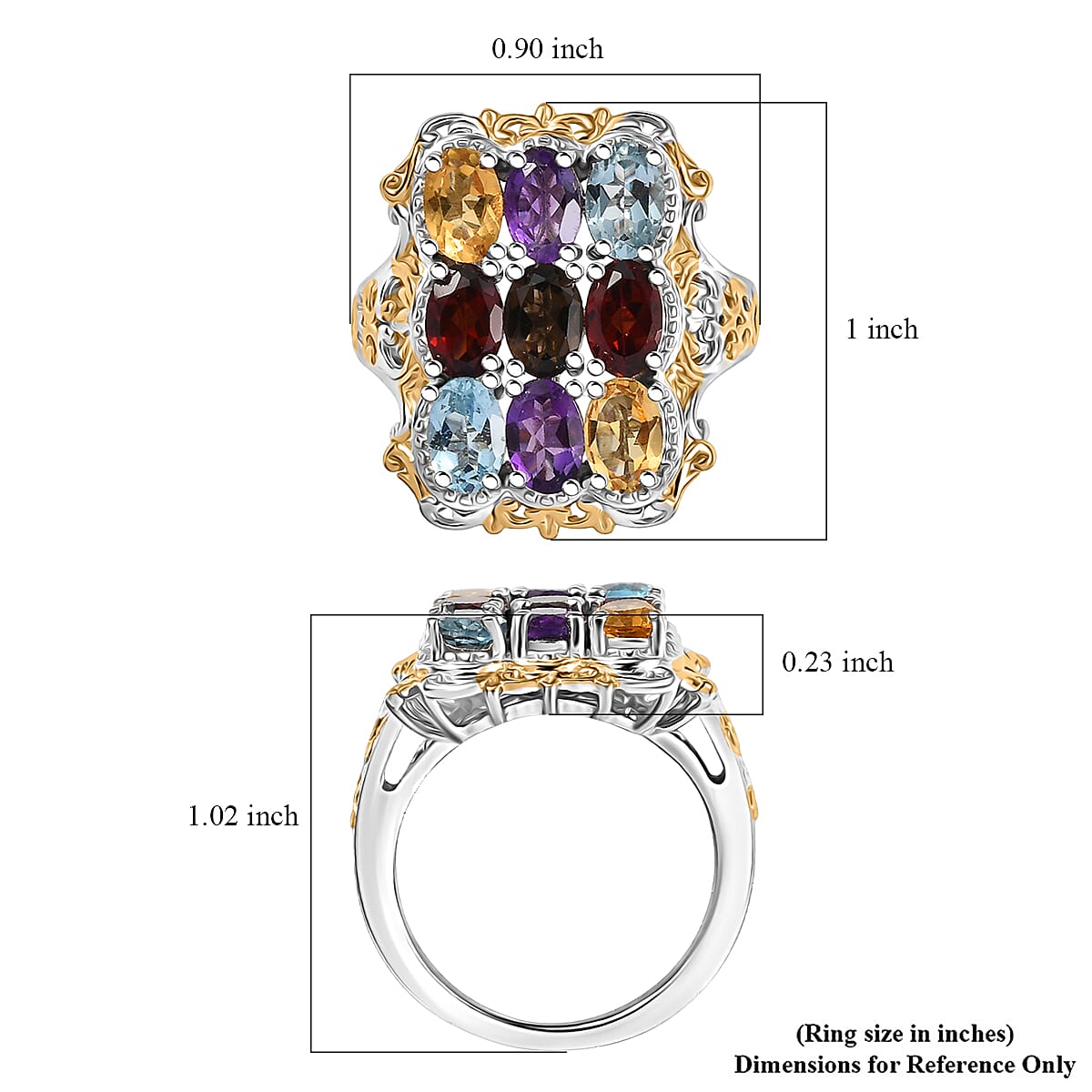 EverTrue Multi Gemstone Cluster Ring in 18K YG Plated and Platinum Bond 3.70 ctw (Size 10.0) image number 5