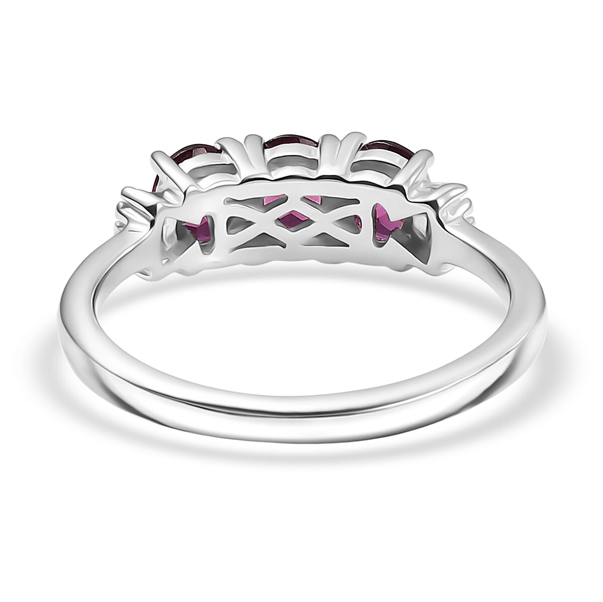 D'Joy Premium Radiant Ember Garnet and Diamond 1.35 ctw Ring in Platinum Over Sterling Silver (Size 10.0) image number 4