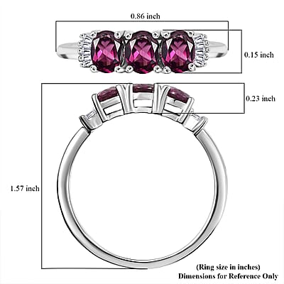 D'Joy Premium Radiant Ember Garnet and Diamond 1.35 ctw Ballerina Ring in Platinum Over Sterling Silver (Size 10.0)