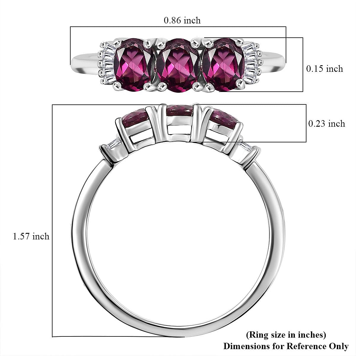 D'Joy Premium Radiant Ember Garnet and Diamond 1.35 ctw Ballerina Ring in Platinum Over Sterling Silver (Size 7.0) image number 5