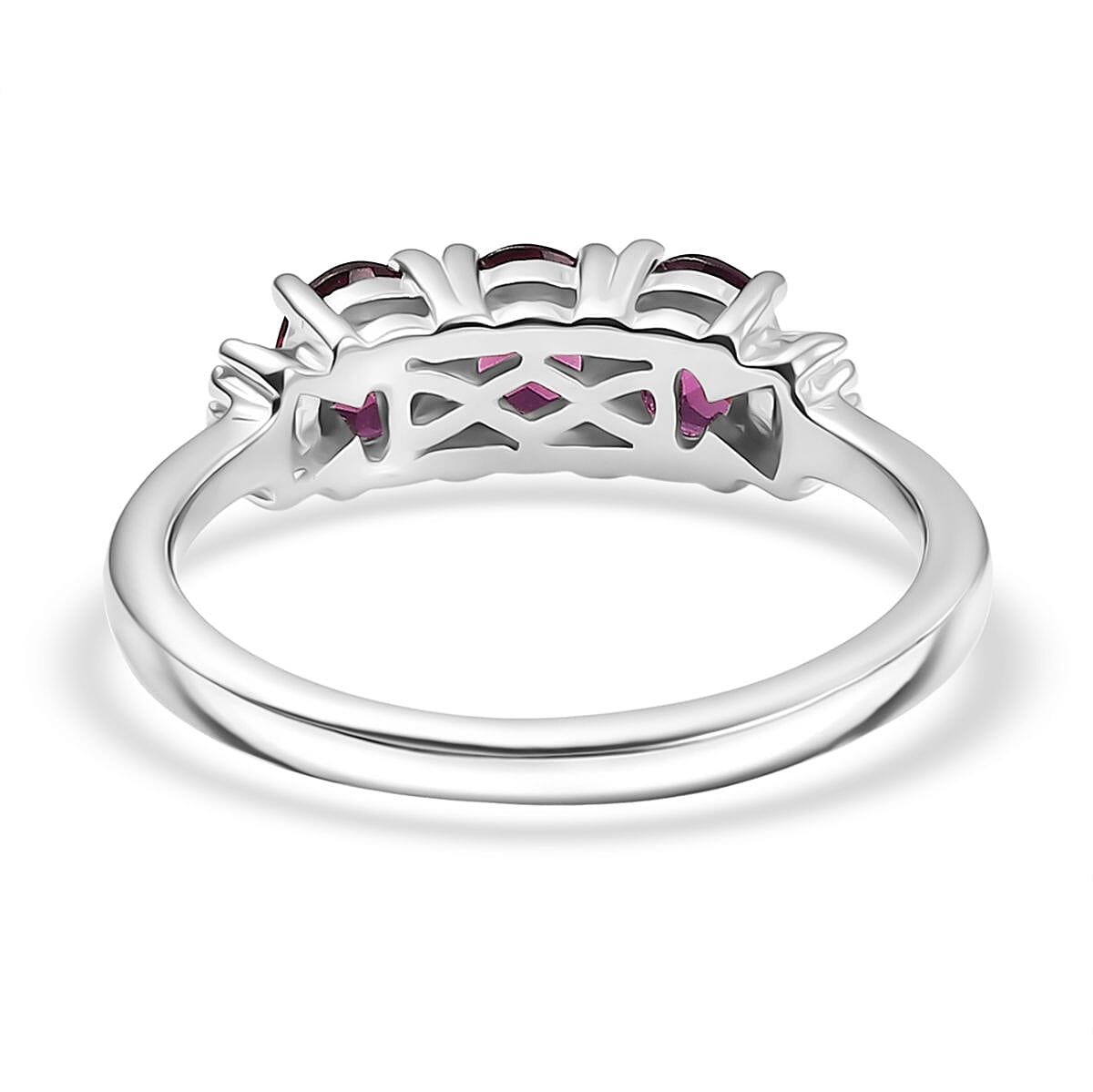 D'Joy Premium Radiant Ember Garnet and Diamond 1.35 ctw Ballerina Ring in Platinum Over Sterling Silver (Size 8.0) image number 4