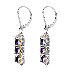 EverTrue African Amethyst Cluster Earring in 18K YG Plated and Platinum Bond 4.50 ctw