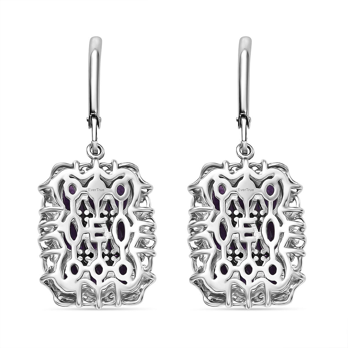 EverTrue African Amethyst Cluster Earring in 18K YG Plated and Platinum Bond 4.50 ctw image number 4