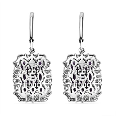EverTrue African Amethyst Cluster Earring in 18K YG Plated and Platinum Bond 4.50 ctw