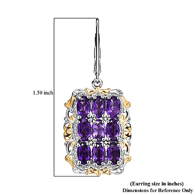 EverTrue African Amethyst Cluster Earring in 18K YG Plated and Platinum Bond 4.50 ctw