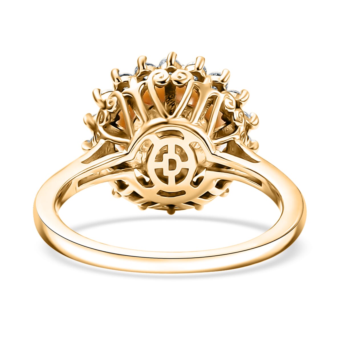 D'Joy South Sea Golden Pearl and Moissanite 0.55 ctw Sunburst Ring in 18K Vermeil Yellow Gold Over Sterling Silver (Size 10.0) image number 4