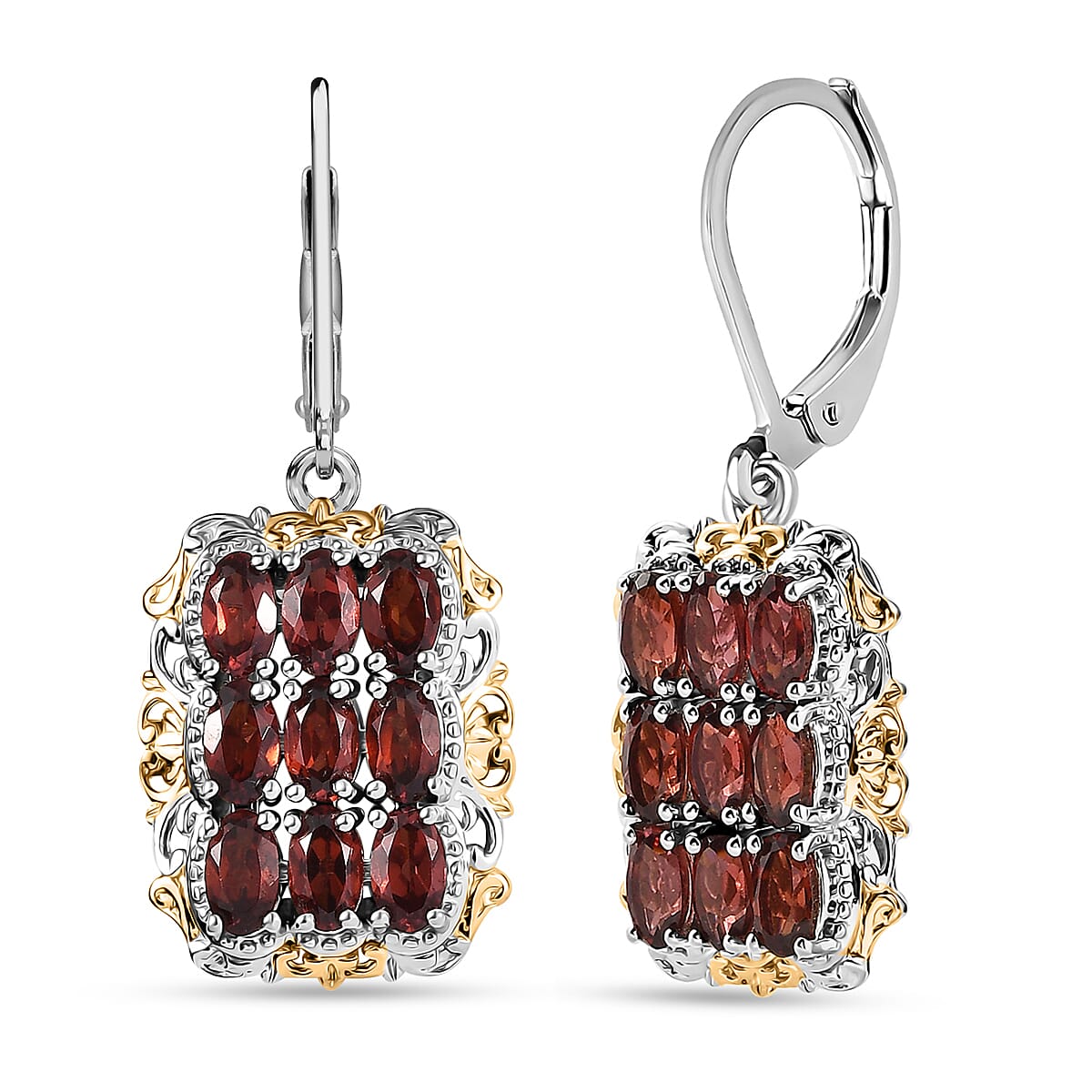 EverTrue Mozambique Garnet 4.50 ctw Earrings in 18K YG Plated with Platinum Bond and Stainless Steel