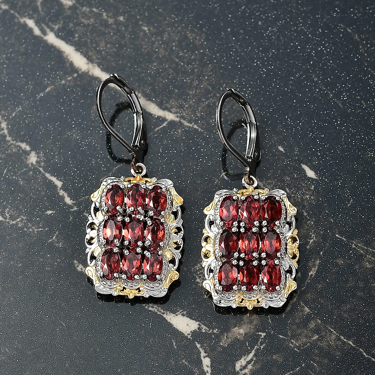 EverTrue Mozambique Garnet 4.50 ctw Earrings in 18K YG Plated with Platinum Bond and Stainless Steel image number 1