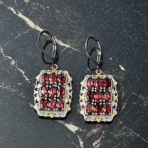 EverTrue Mozambique Garnet 4.50 ctw Earrings in 18K YG Plated with Platinum Bond and Stainless Steel