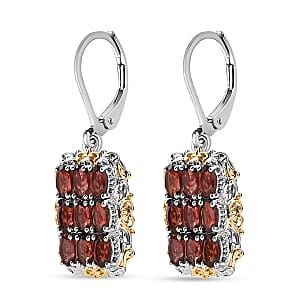 EverTrue Mozambique Garnet 4.50 ctw Earrings in 18K YG Plated with Platinum Bond and Stainless Steel