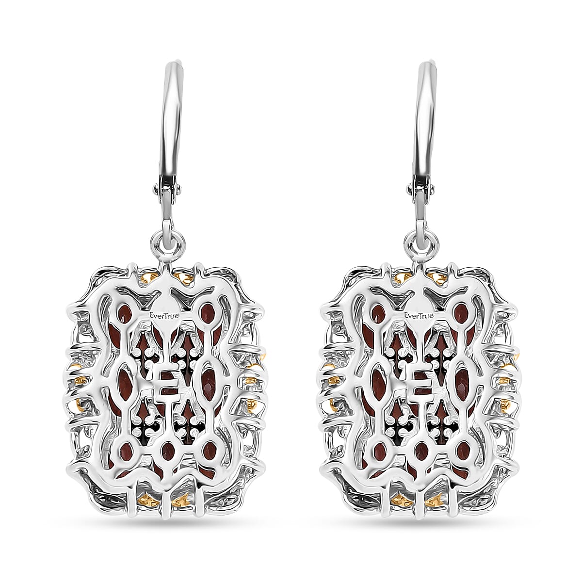 EverTrue Mozambique Garnet 4.50 ctw Earrings in 18K YG Plated with Platinum Bond and Stainless Steel