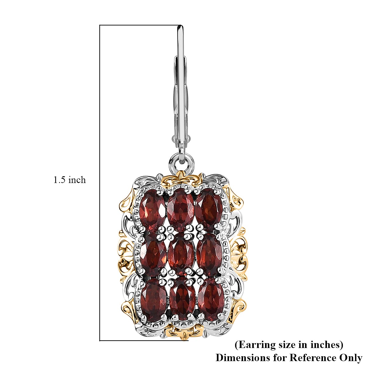 EverTrue Mozambique Garnet 4.50 ctw Earrings in 18K YG Plated with Platinum Bond and Stainless Steel
