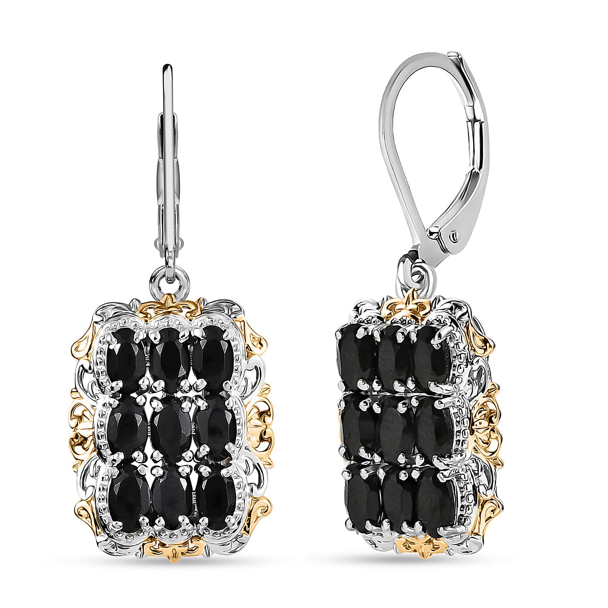 EverTrue Thai Black Spinel 6.00 ctw Earrings in 18K YG Plated with Platinum Bond and Stainless Steel image number 0