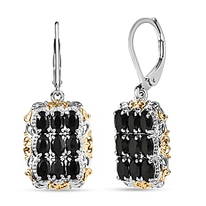 EverTrue Thai Black Spinel 6.00 ctw Earrings in 18K YG Plated with Platinum Bond and Stainless Steel