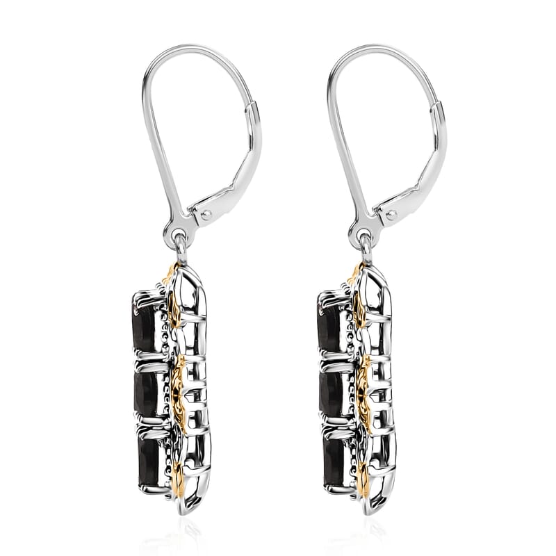EverTrue Thai Black Spinel 6.00 ctw Earrings in 18K YG Plated with Platinum Bond and Stainless Steel