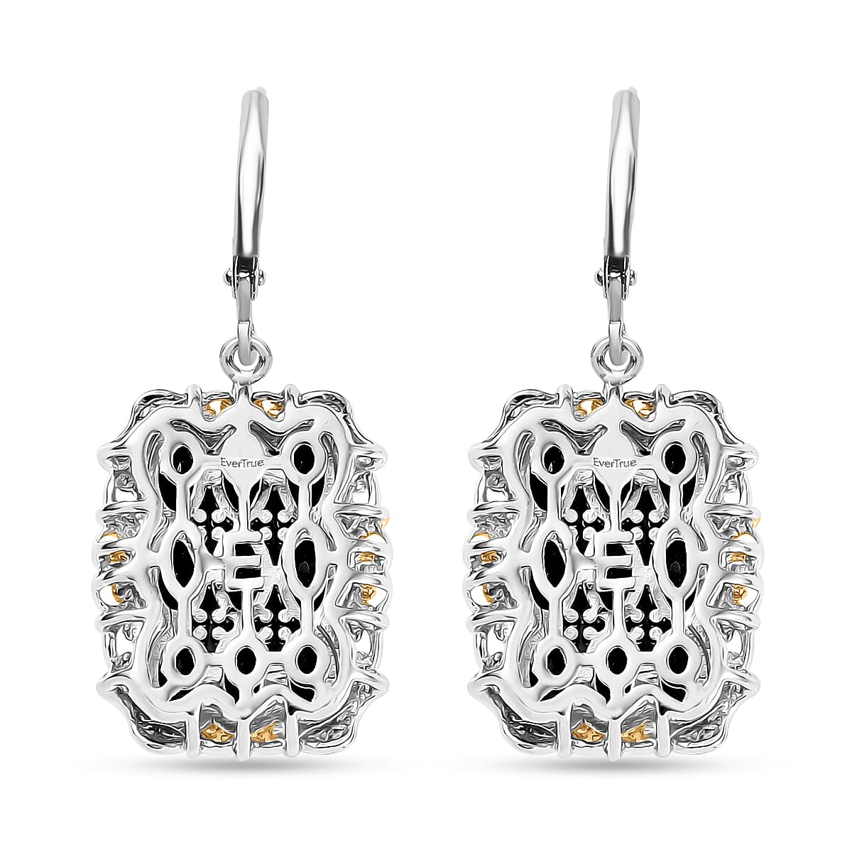 EverTrue Thai Black Spinel 6.00 ctw Earrings in 18K YG Plated with Platinum Bond and Stainless Steel
