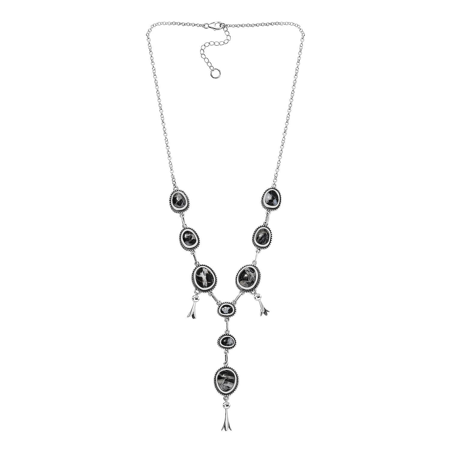D'Joy Artisan Crafted White Buffalo 25.00 ctw Necklace 18-20 Inches in Sterling Silver 