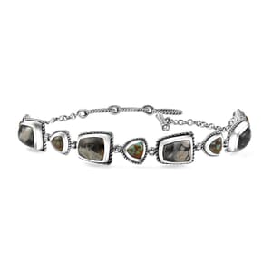 D’Joy Artisan Crafted White Buffalo and Blue Horizon Turquoise 11.70 ctw Bracelet in Sterling Silver (6.50-8.0In)