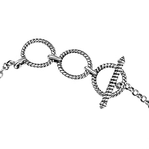 D'Joy Artisan Crafted White Buffalo and Blue Ho9rizon Turquoise 11.70 ctw Bracelet in Sterling Silver (6.50-8.0In)