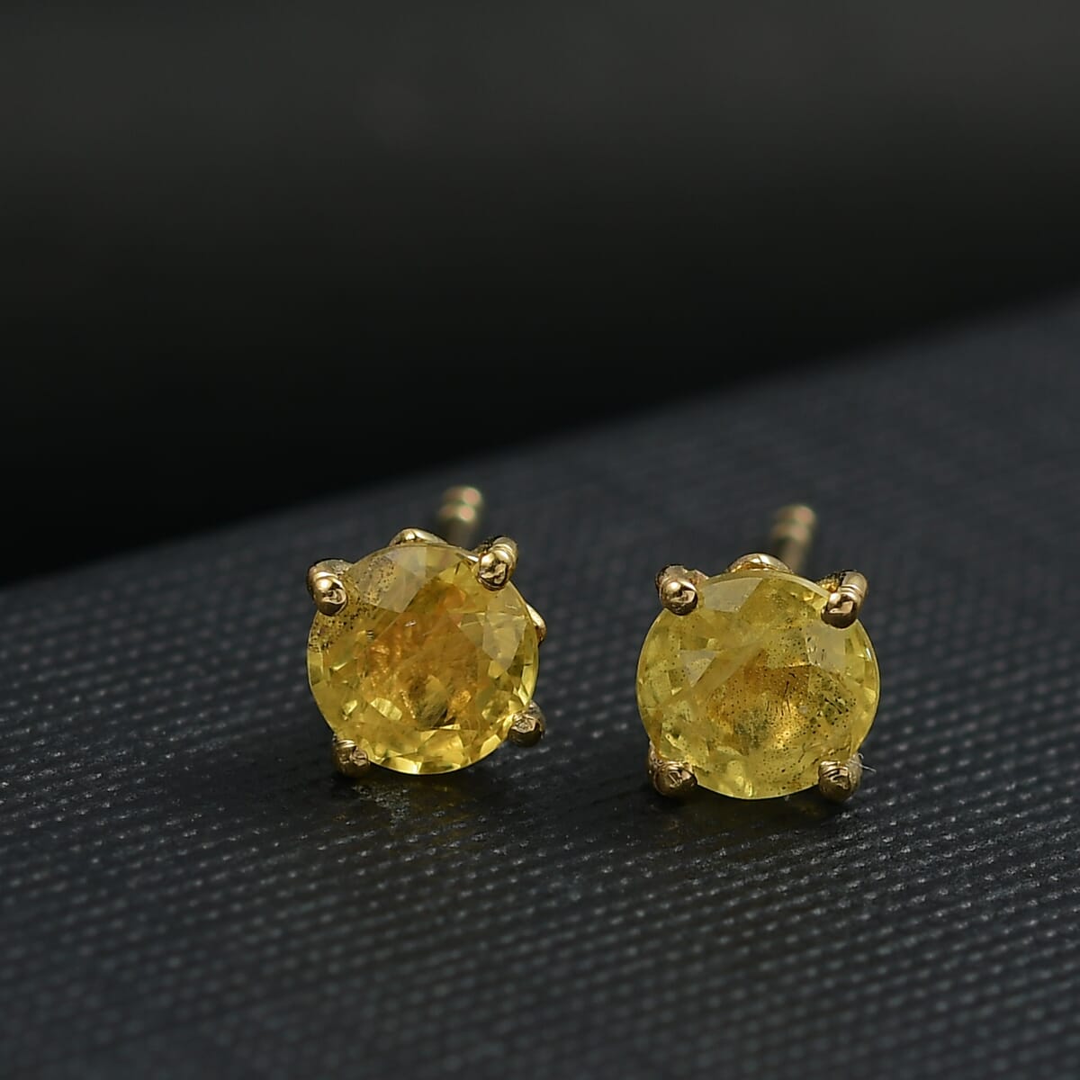D'Joy Madagascar Yellow Sapphire 1.60 ctw Solitaire Stud Earrings in 18K Vermeil Yellow Gold Over Sterling Silver image number 0