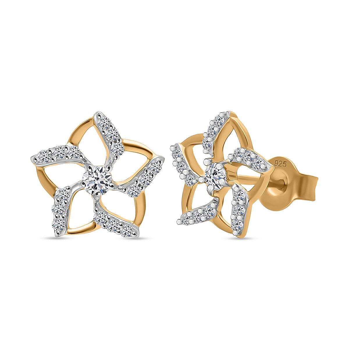 Luxuriant Lab Grown Diamond G-H SI 0.33 ctw Earrings in 18K Vermeil Yellow Gold Over Sterling Silver