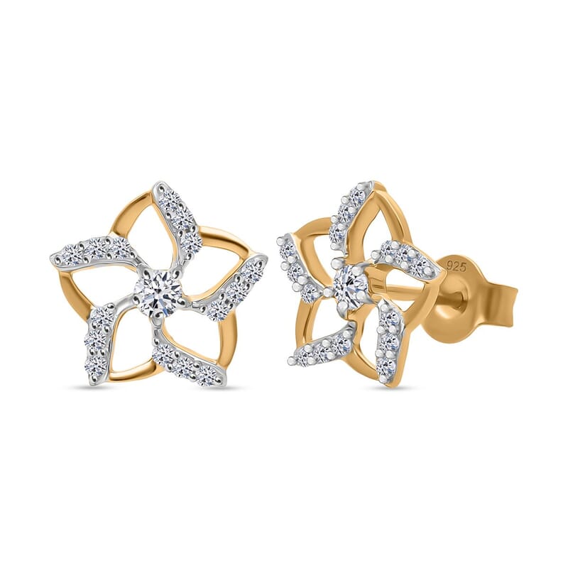 Luxuriant Lab Grown Diamond G-H SI 0.33 ctw Earrings in 18K Vermeil Yellow Gold Over Sterling Silver