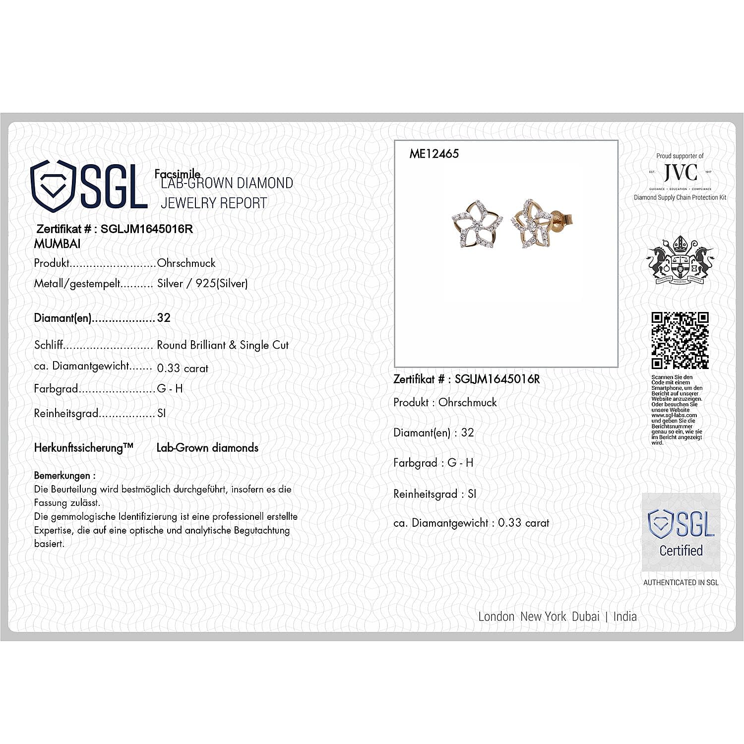 Luxuriant Lab Grown Diamond G-H SI 0.33 ctw Earrings in 18K Vermeil Yellow Gold Over Sterling Silver